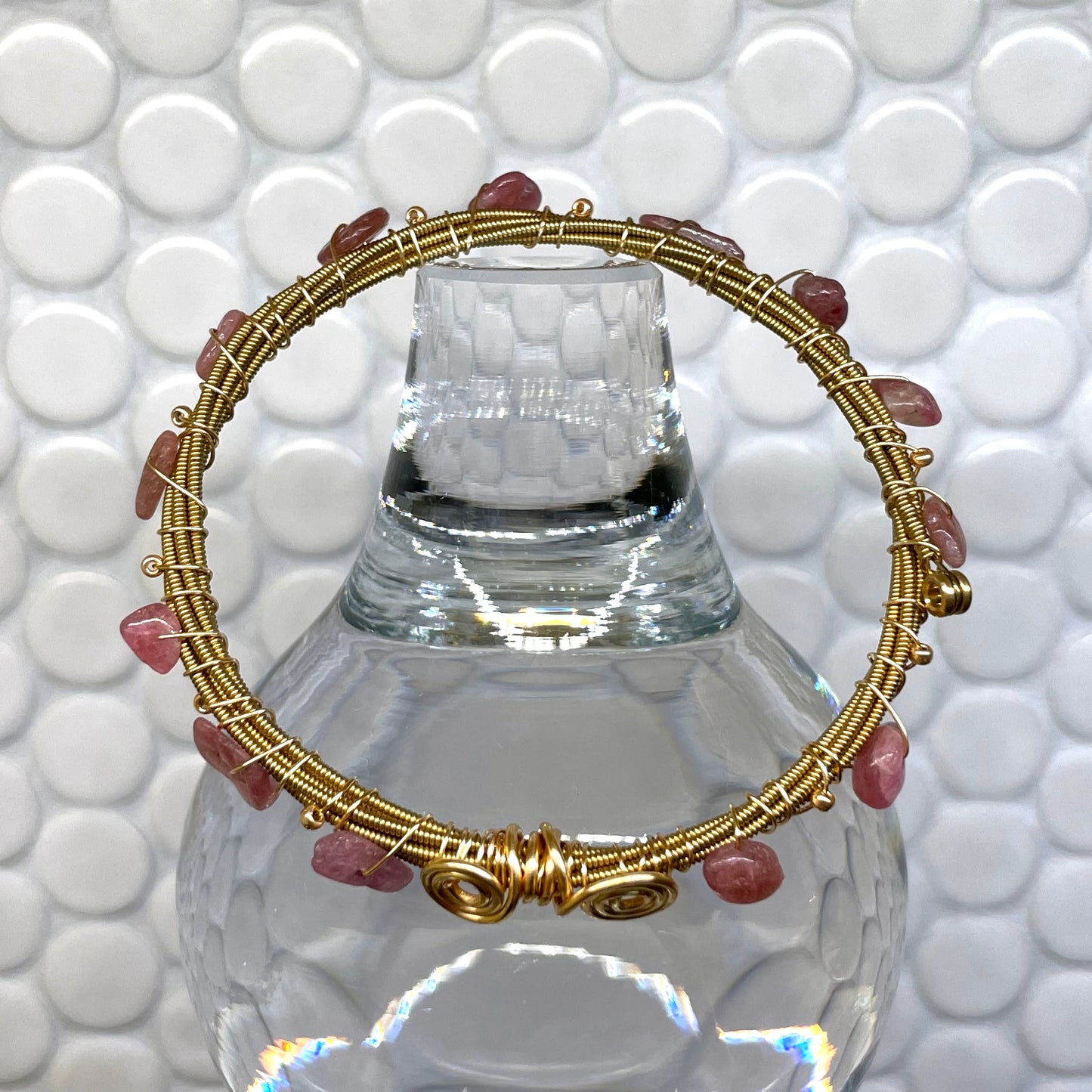 Pink Tourmaline Guitar String Bracelet