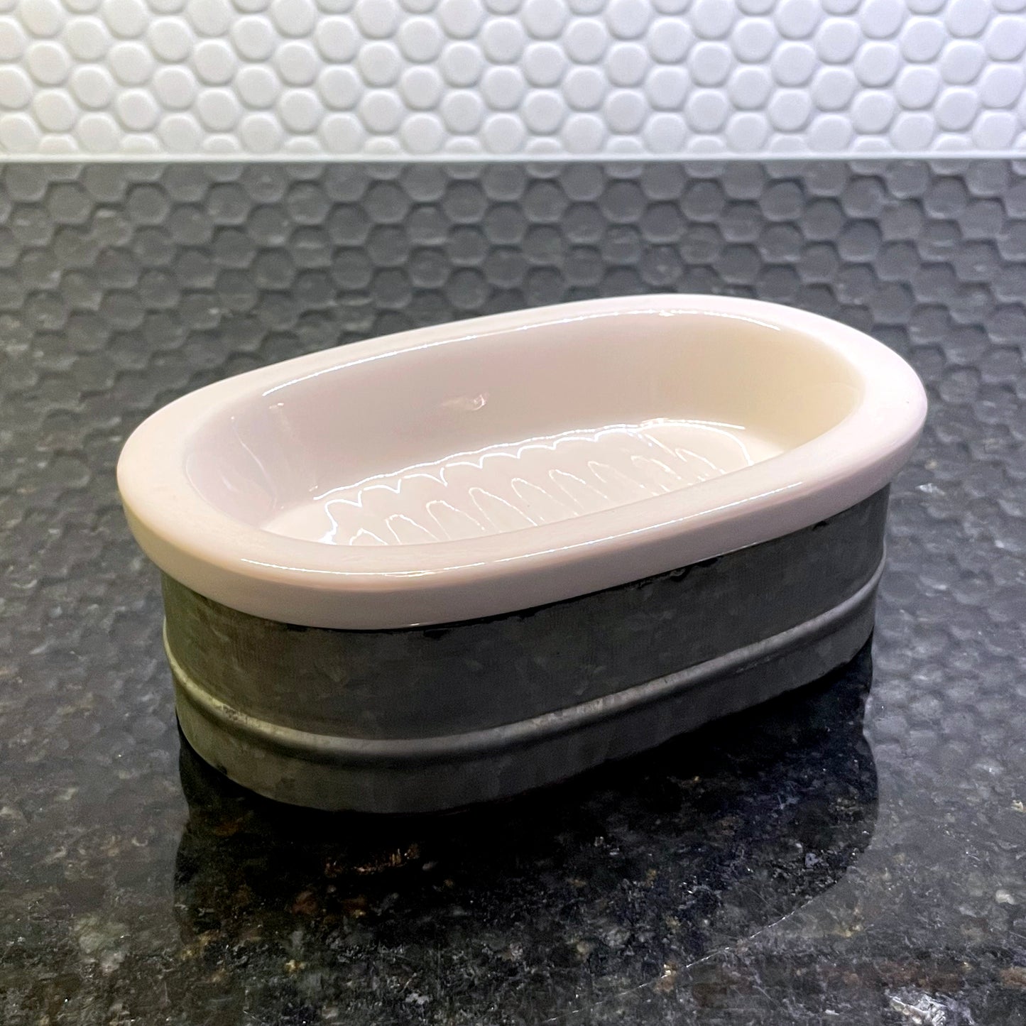 SOAP DISH: Metal & Stoneware